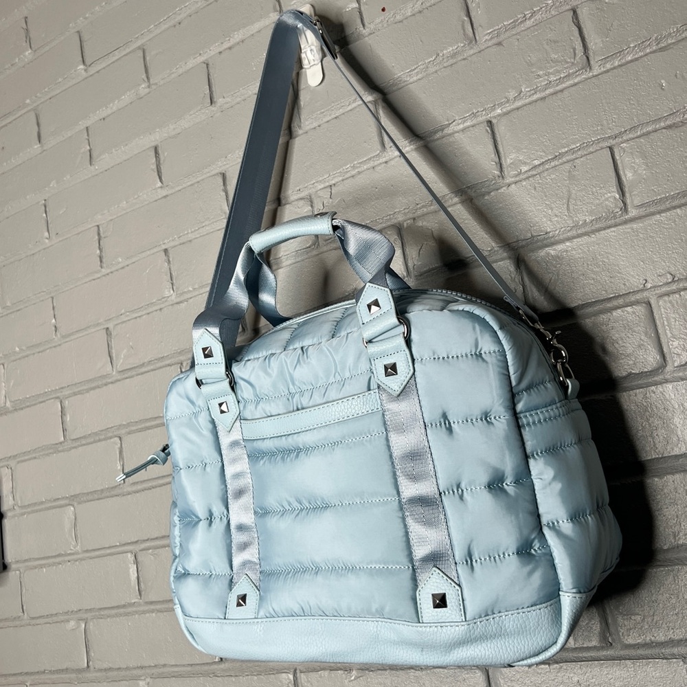 CYNTHIA ROWLEY Light Blue Nylon Channel Weekender - Picture 9 of 16